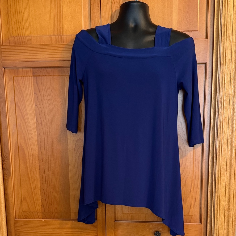 CLARA SUNWOO Royal Blue Off-Shoulder Blouse